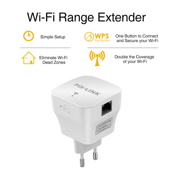 Repetidor mejorado de amplificación de señal WIFI PIXLINK WR12 300Mbps, EU Plug, UK Plug, US Plug, AU Plug