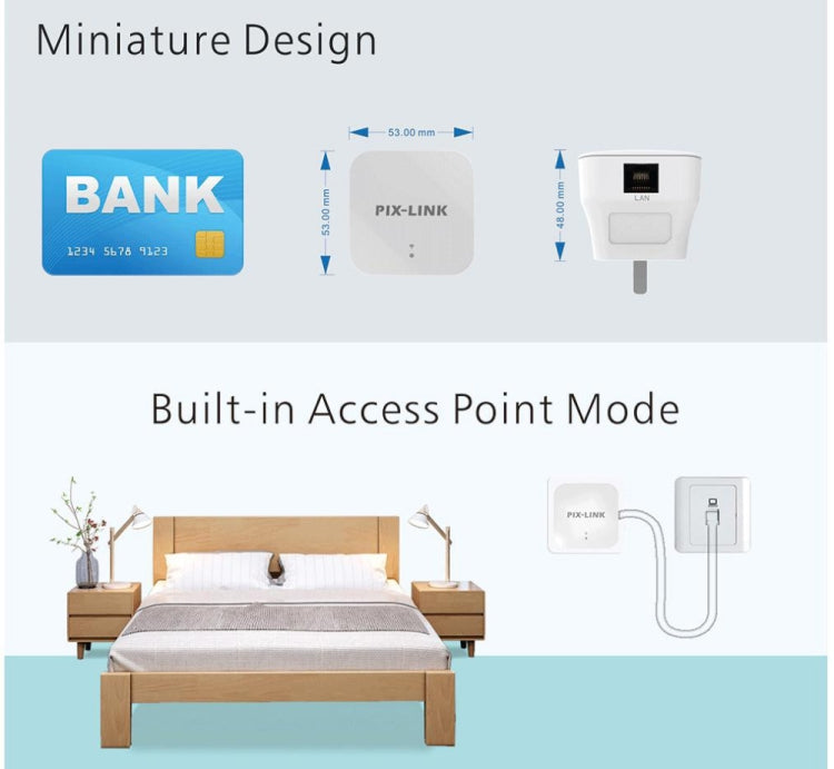 Repetidor mejorado de amplificación de señal WIFI PIXLINK WR12 300Mbps, EU Plug, UK Plug, US Plug, AU Plug