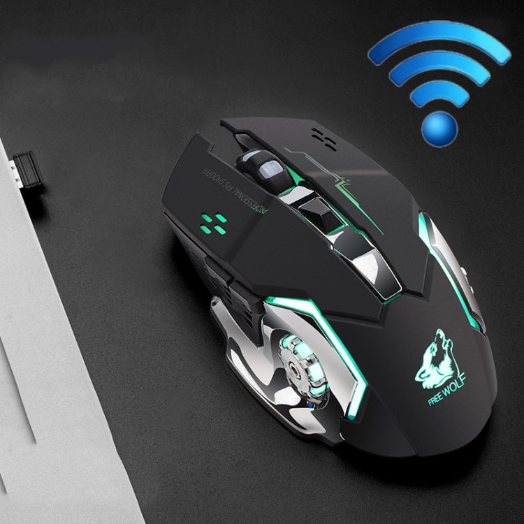 FREEDOM-WOLF X8 2400 DPI 6 teclas 2,4G carga inalámbrica ratón mecánico para juegos luminoso silencioso, X8 White, X8 Black, X8 Metal Grey, X8 Star Black