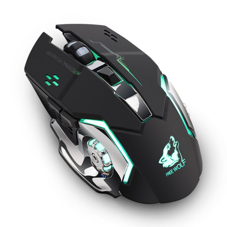 FREEDOM-WOLF X8 2400 DPI 6 teclas 2,4G carga inalámbrica ratón mecánico para juegos luminoso silencioso, X8 White, X8 Black, X8 Metal Grey, X8 Star Black
