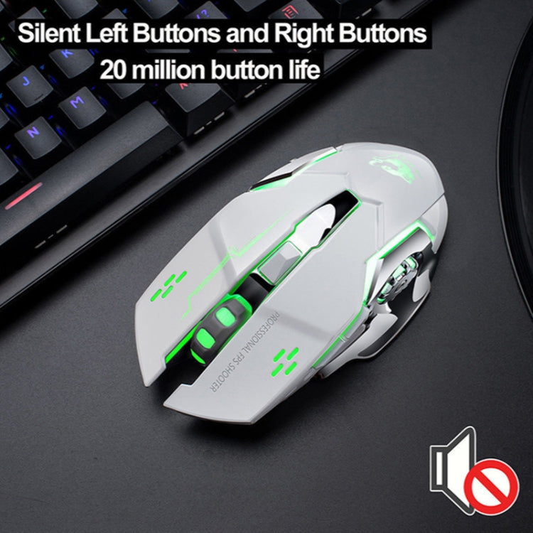 FREEDOM-WOLF X8 2400 DPI 6 teclas 2,4G carga inalámbrica ratón mecánico para juegos luminoso silencioso, X8 White, X8 Black, X8 Metal Grey, X8 Star Black