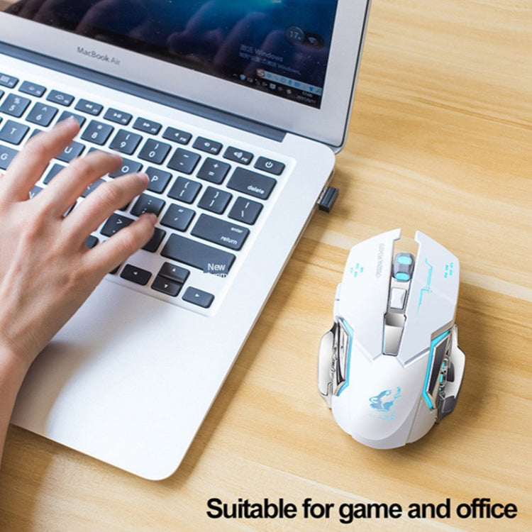 FREEDOM-WOLF X8 2400 DPI 6 teclas 2,4G carga inalámbrica ratón mecánico para juegos luminoso silencioso, X8 White, X8 Black, X8 Metal Grey, X8 Star Black