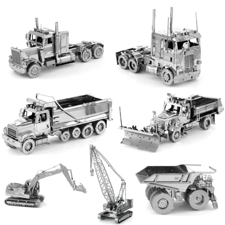 Modelo de ensamblaje de metal 3D Serie de vehículos de ingeniería Juguete de rompecabezas para bricolaje, Dump Truck, Snow Plow, Bulldozer, Excavator, Truck, Automatic Grader, Loader, COE Truck, Quay Crane, Crane, Diaphragm Wall Grab, Tractor          ...