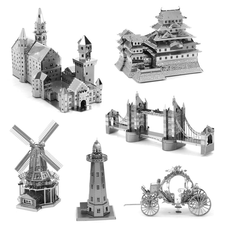 3 PCS 3D Metal Asamblea Modelo Mundo Construcción DIY Puzzle Juguete, Leaning Tower of Pisa, Big Ben, Golden Gate Bridge, Empire State Building, White House, Five-storied Pagoda, Brooklyn Bridge, Carousel, American Tower, Kennedy Arts Center           ...