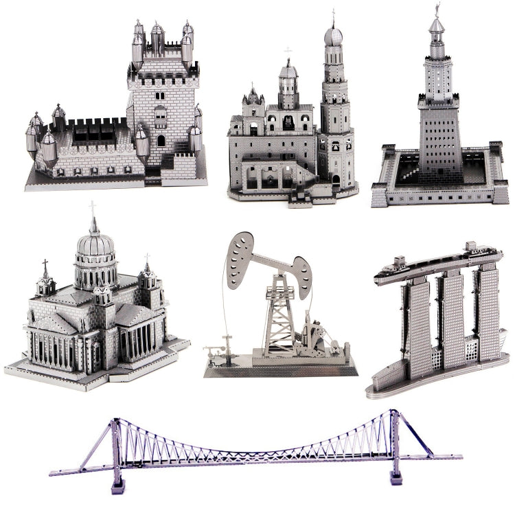 3 PCS 3D Metal Asamblea Modelo Mundo Construcción DIY Puzzle Juguete, Leaning Tower of Pisa, Big Ben, Golden Gate Bridge, Empire State Building, White House, Five-storied Pagoda, Brooklyn Bridge, Carousel, American Tower, Kennedy Arts Center           ...