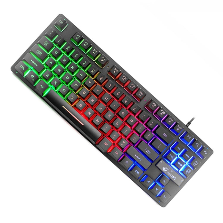 ZIYOULANG K16 Teclado manipulador de portátil para juegos con luz mixta colorida de 87 teclas, longitud del cable: 1,5 m, K16