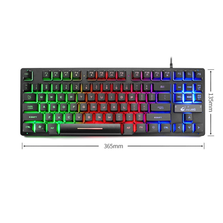 ZIYOULANG K16 Teclado manipulador de portátil para juegos con luz mixta colorida de 87 teclas, longitud del cable: 1,5 m, K16