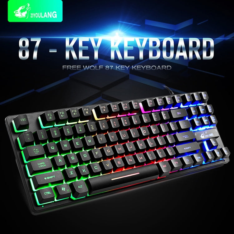 ZIYOULANG K16 Teclado manipulador de portátil para juegos con luz mixta colorida de 87 teclas, longitud del cable: 1,5 m, K16