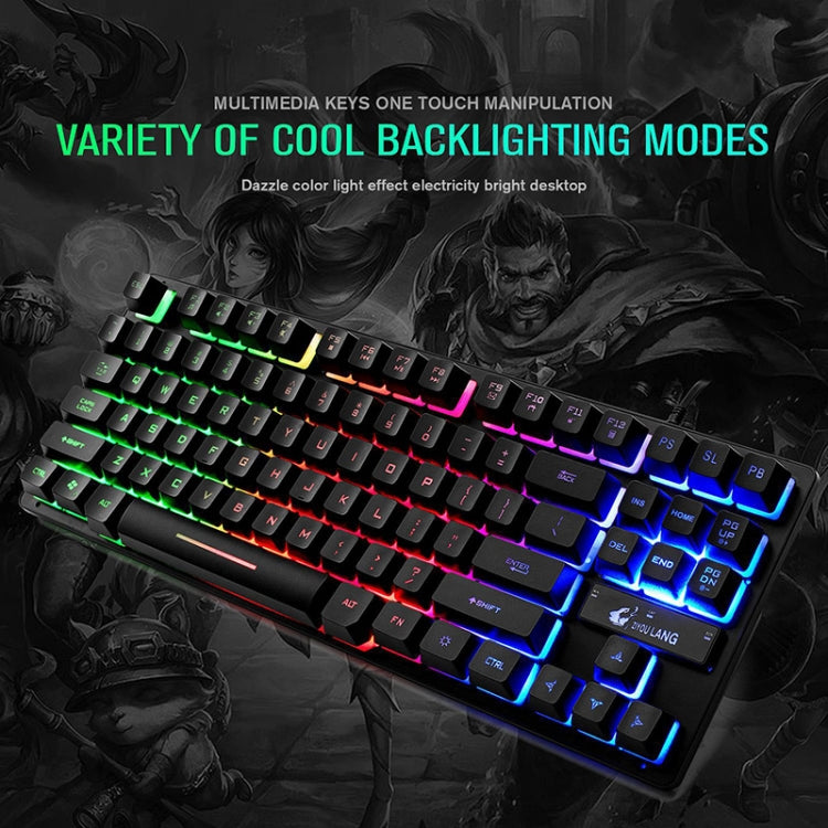 ZIYOULANG K16 Teclado manipulador de portátil para juegos con luz mixta colorida de 87 teclas, longitud del cable: 1,5 m, K16
