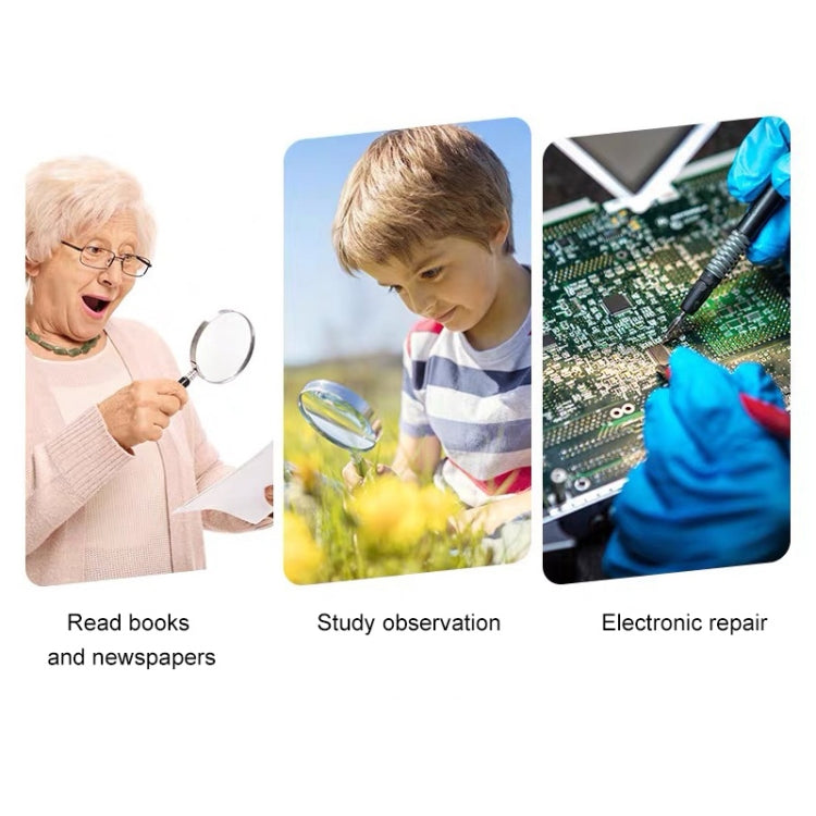 Lente portátil de alta definición con lupa de lectura y mantenimiento con luz LED para personas mayores, 95mm 10 Times, 110mm 30 Times Double Lens