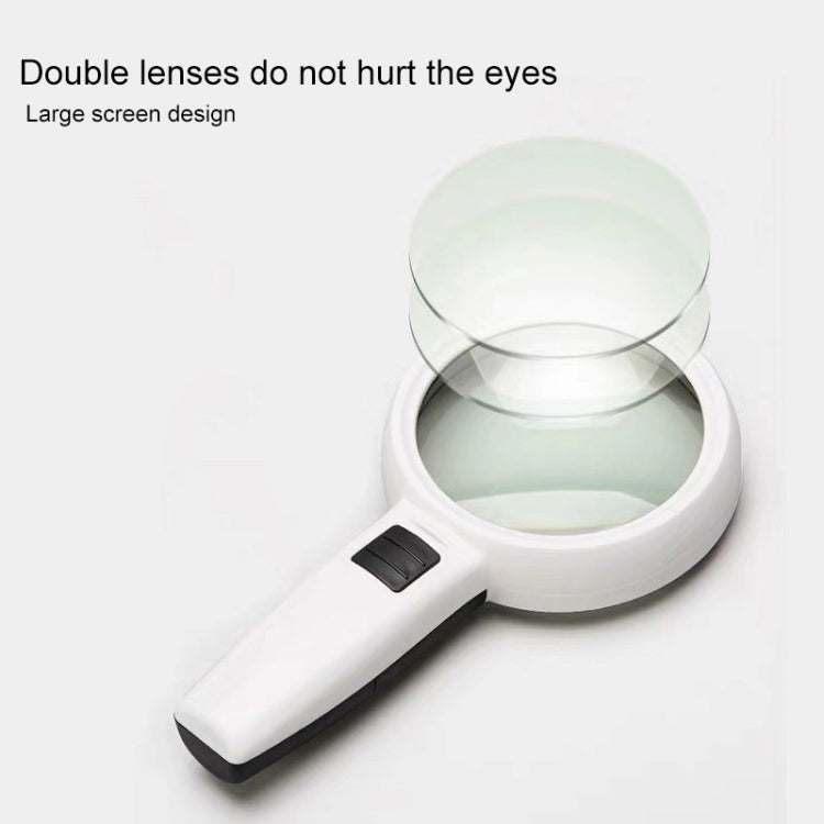 Lente portátil de alta definición con lupa de lectura y mantenimiento con luz LED para personas mayores, 95mm 10 Times, 110mm 30 Times Double Lens