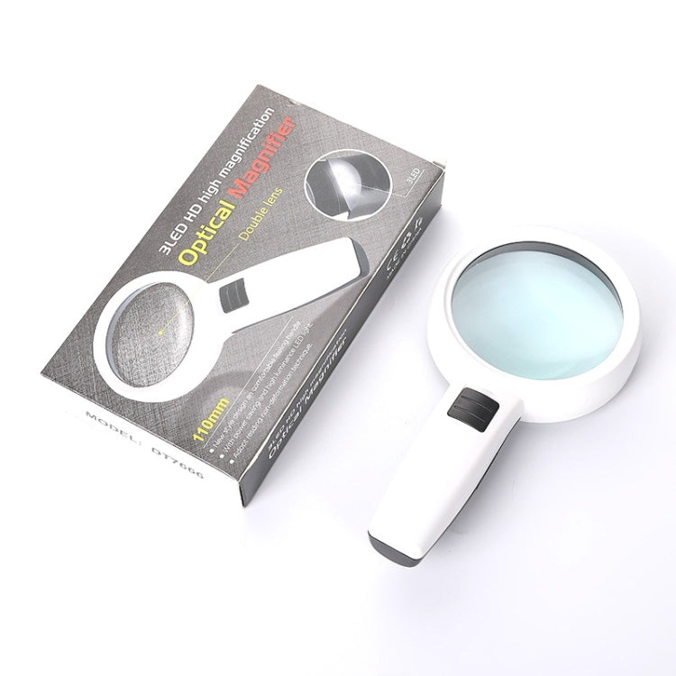Lente portátil de alta definición con lupa de lectura y mantenimiento con luz LED para personas mayores, 95mm 10 Times, 110mm 30 Times Double Lens