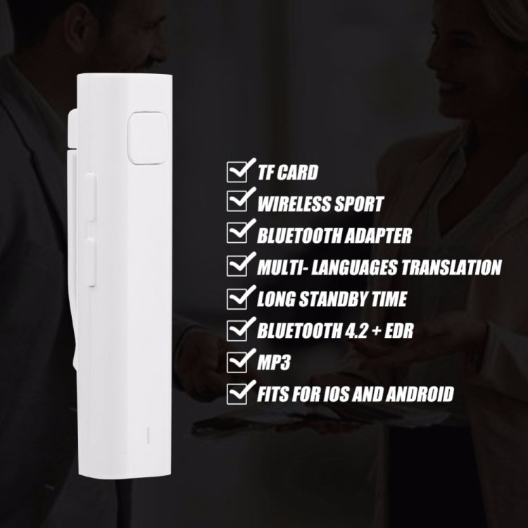 Receptor Bluetooth, auriculares inteligentes, traductor de voz, 26 idiomas, viajes, negocios, tarjeta TF, auricular con intérprete de texto y voz