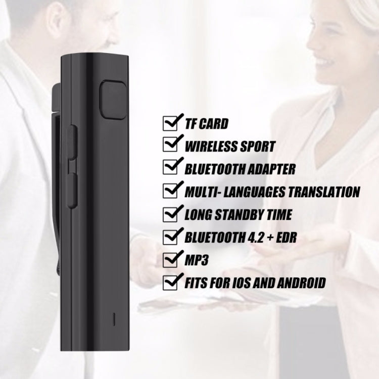 Receptor Bluetooth, auriculares inteligentes, traductor de voz, 26 idiomas, viajes, negocios, tarjeta TF, auricular con intérprete de texto y voz