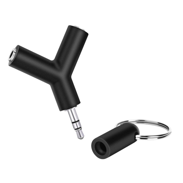 Mini Y en forma de 3,5 mm macho a doble conector hembra de 3,5 mm Adaptador de auriculares de audio Llavero conector