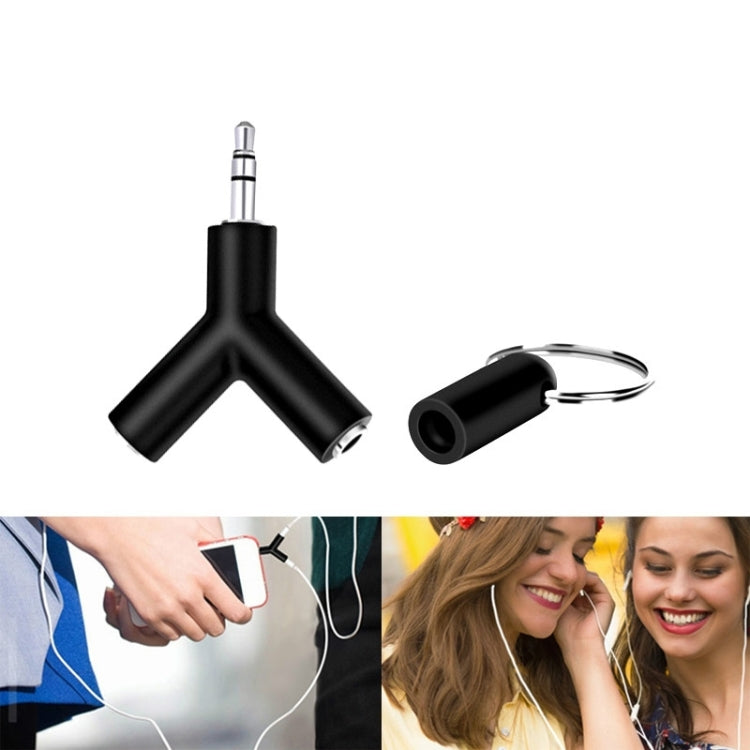 Mini Y en forma de 3,5 mm macho a doble conector hembra de 3,5 mm Adaptador de auriculares de audio Llavero conector