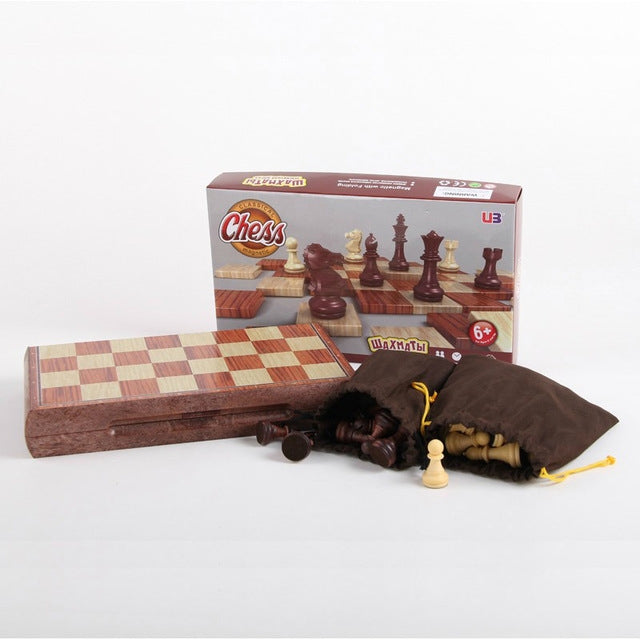 Juego de mesa de ajedrez plegable de madera, International Chess