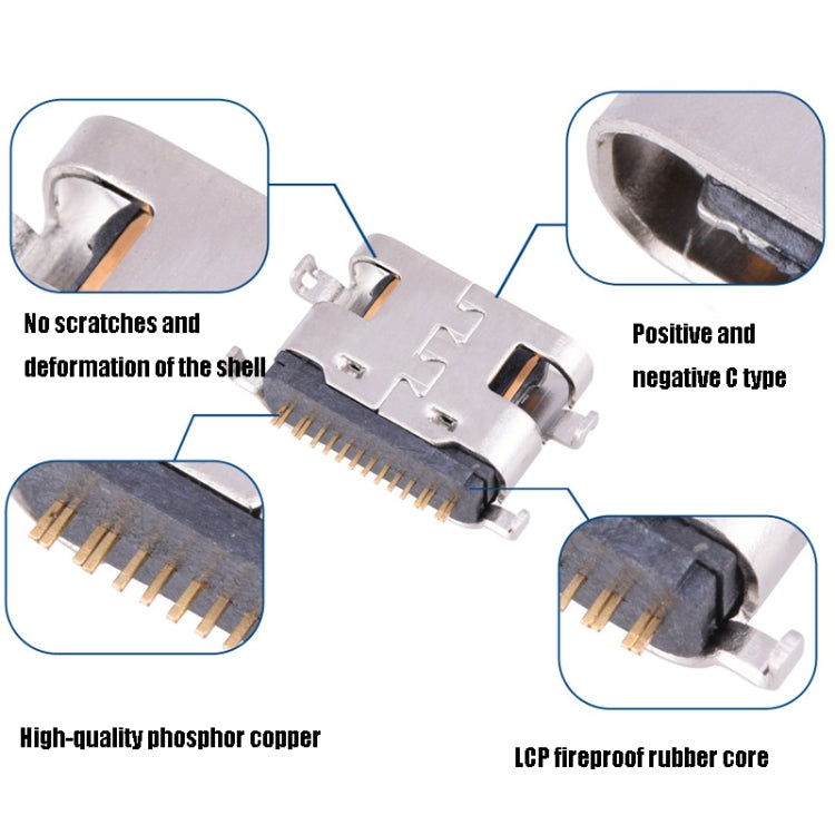 Enchufe hembra de placa de hundimiento USB tipo C 16P de 10 piezas, Sink Plate 0.8, Sink Plate 1.6