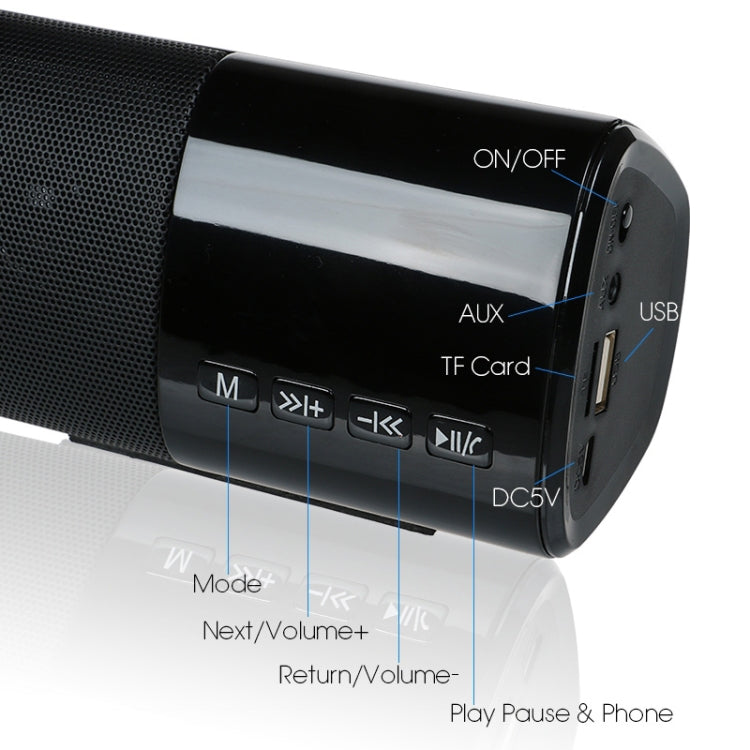 TOPROAD alta potencia 10W HIFI altavoz inalámbrico portátil con Bluetooth barra de sonido estéreo TF FM USB Subwoofer columna para ordenador TV teléfono