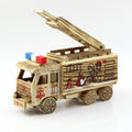 Simulación de camión de rescate de incendios, modelo creativo para el hogar, adornos de madera., Fire Truck