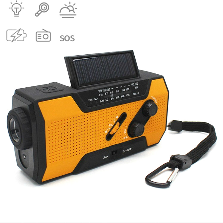 Manivela multifuncional, energía Solar, linterna LED, banda completa, Radio FM, lámpara de escritorio, alarma, Ordinary Version, US Version NOAA