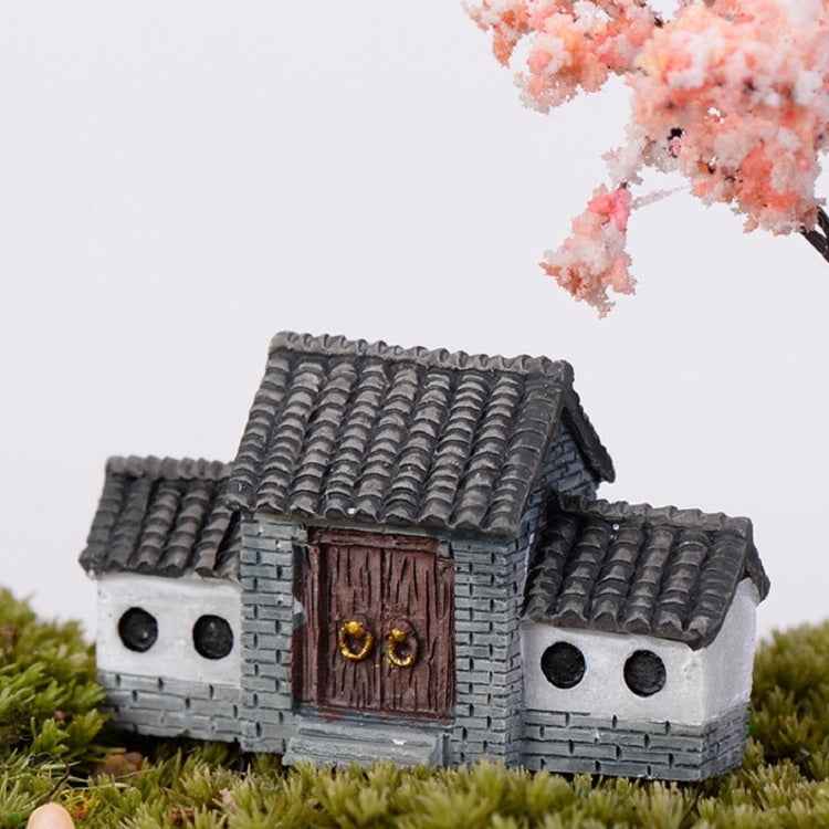 Modelo de mesa de arena, decoración de micropaisaje, decoración de bonsái, arco chino, casa pequeña, Chinese Archway Small House