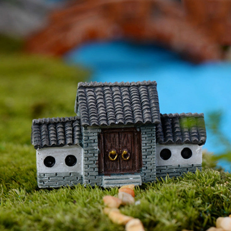 Modelo de mesa de arena, decoración de micropaisaje, decoración de bonsái, arco chino, casa pequeña, Chinese Archway Small House