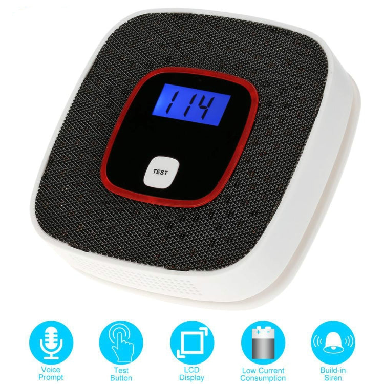Detector de monóxido de carbono, Sensor de alarma de Gas, probador de Gas envenenado, Detector de advertencia de voz humana con pantalla LCD