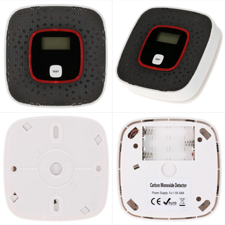 Detector de monóxido de carbono, Sensor de alarma de Gas, probador de Gas envenenado, Detector de advertencia de voz humana con pantalla LCD