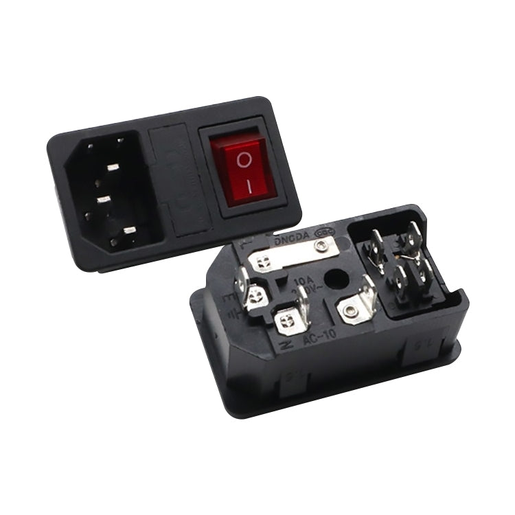 10 PCS AC-01 Toma de corriente de tres pines con interruptor de seguridad, 10 PCS AC-01