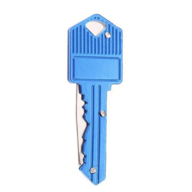 Llavero, cuchillo plegable portátil, pelador, Mini cuchillo de defensa personal en forma de llave para acampar