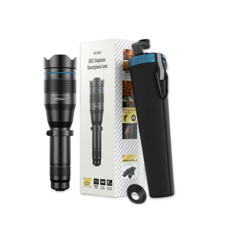 APEXEL APL-JS60XJJ09 Telescopio de aumento externo totalmente metálico 60X HD Teleobjetivo universal Lente para teléfono móvil