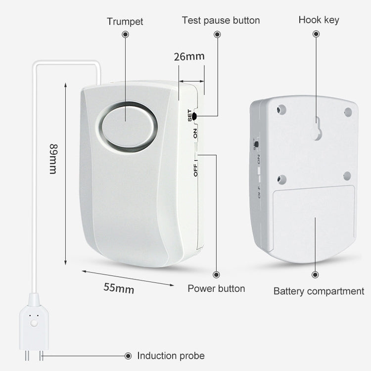 Detector de alarma de fugas de agua de 130dB, detección de Sensor, alerta de inundación, sistema de alarma de seguridad para el hogar, Flood Alert