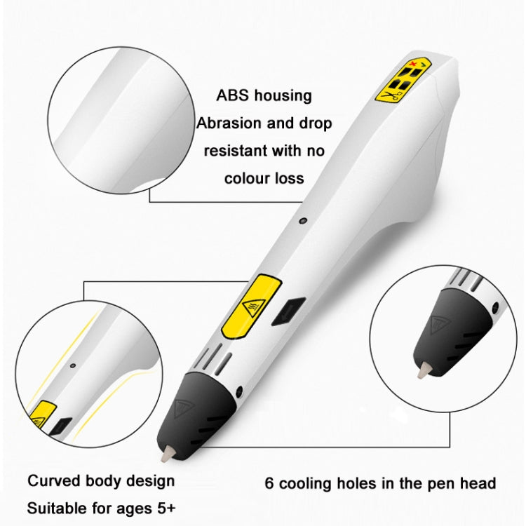 Pluma de impresión 3D Juguete para niños Art Doodle Pen, USB, USB+EU Plug, USB+AU Plug, USB+US Plug, USB+UK Plug