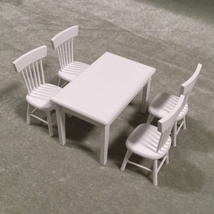 5 unids/set 1:12 Mini muebles de casa de muñecas mesa de comedor de madera juego de sillas juguete de bolsillo
