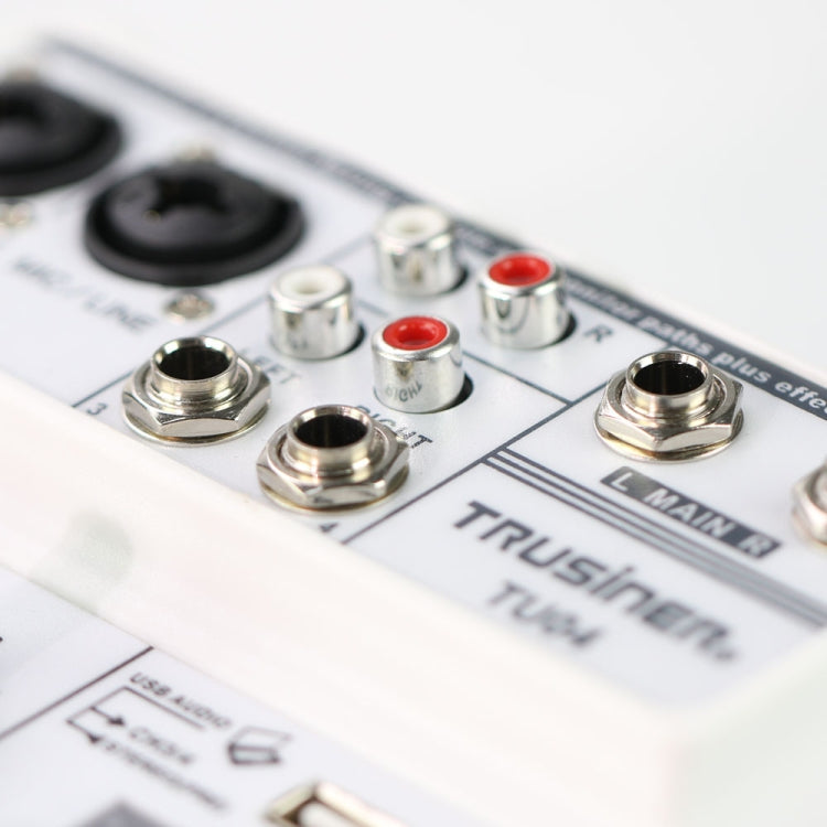 TU04 BT Consola mezcladora de sonido Grabar 48V Phantom Power Monitor AUX Paths Plus Efectos Mezclador de audio de 4 canales con USB