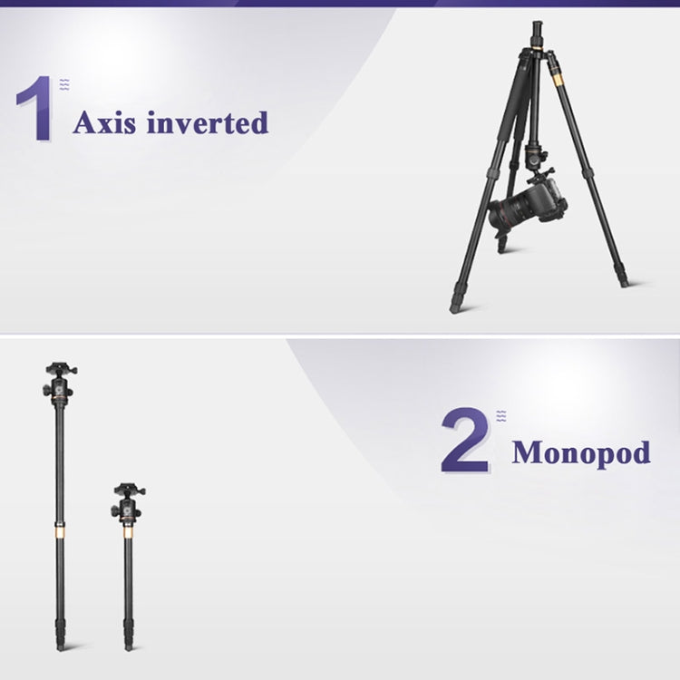 Soporte monopié para trípode de aleación de aluminio con patas plegables portátiles de 4 secciones Q222 con cabezales de bola
