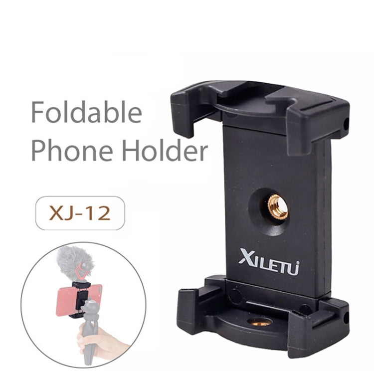 Xiletu Xj-12 Soporte para transmisión en vivo Clip de fijación Abrazadera para teléfono con montaje en trípode con orificios para tornillos de 1/4 de pulgada y base de zapata fría, Xj12