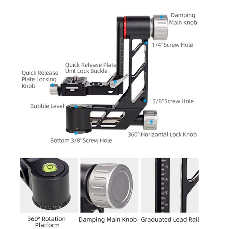 Xiletu Xgh3 Cabeza de trípode de cardán hueco voladizo horizontal con rotación de 360 grados, Xgh3