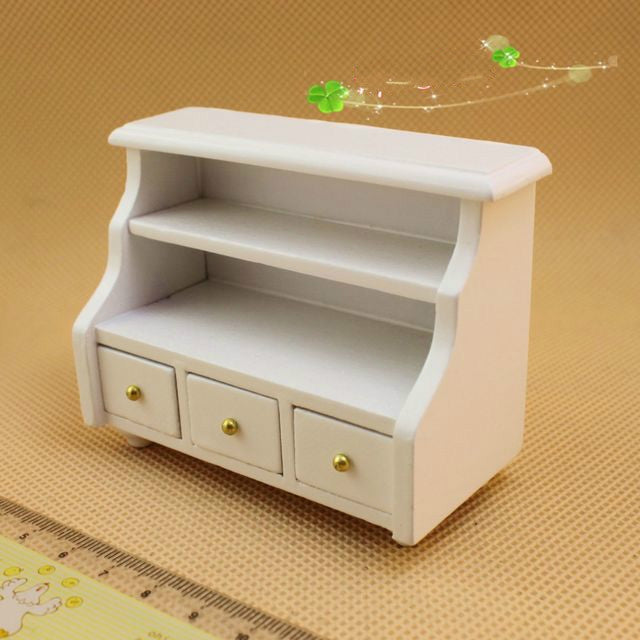 Mini mueble para casa de muñecas, mueble corto blanco para baño, modelo de armario para toallas, Mini Furniture Bathroom