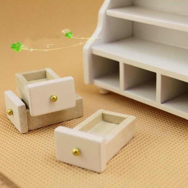 Mini mueble para casa de muñecas, mueble corto blanco para baño, modelo de armario para toallas, Mini Furniture Bathroom