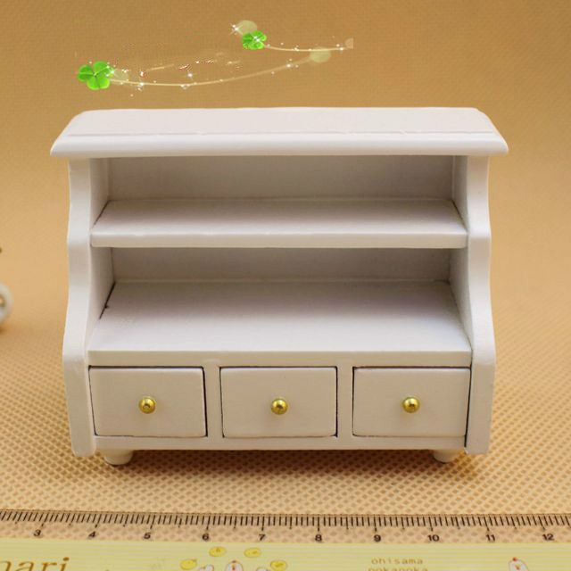 Mini mueble para casa de muñecas, mueble corto blanco para baño, modelo de armario para toallas, Mini Furniture Bathroom