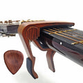 Cejilla de guitarra de música folclórica de madera maciza 2 en 1 + juego de púas, Folk Music Guitar Capo