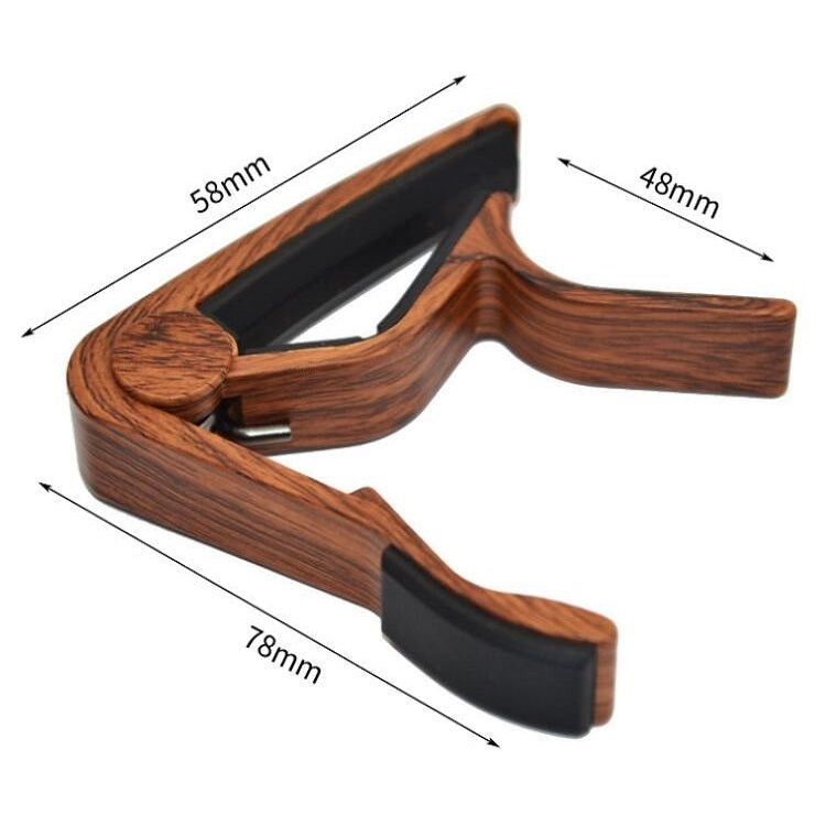 Cejilla de guitarra de música folclórica de madera maciza 2 en 1 + juego de púas, Folk Music Guitar Capo