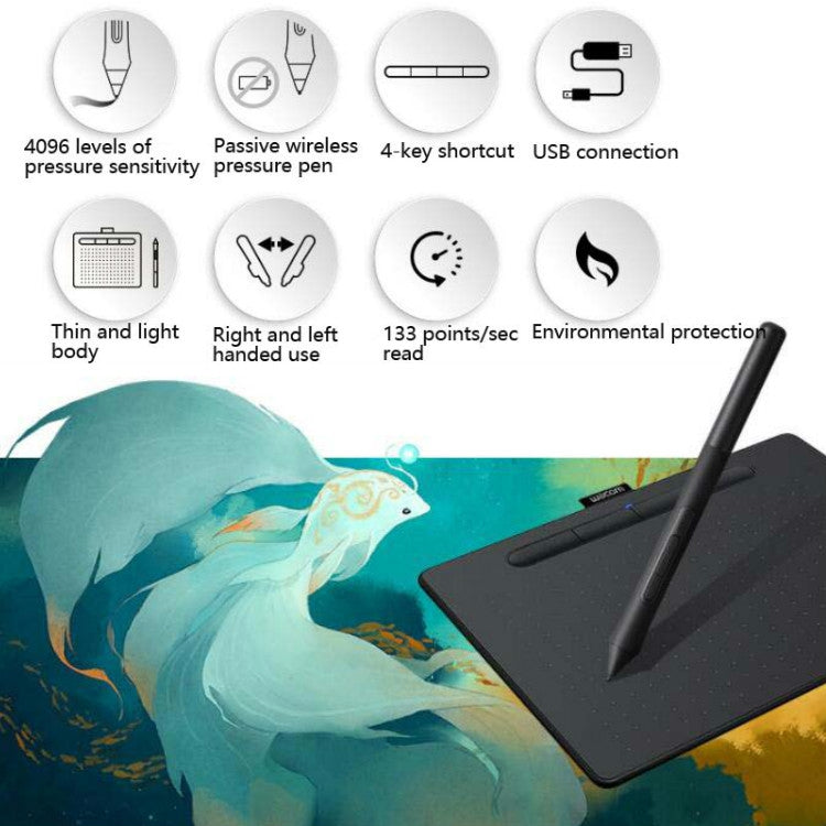 Wacom CTL-4100 Tablet Intuos Tablero pintado a mano Tablero de dibujo para computadora Tablero de escritura a mano, CTL-4100
