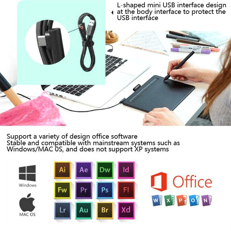 Wacom CTL-4100 Tablet Intuos Tablero pintado a mano Tablero de dibujo para computadora Tablero de escritura a mano, CTL-4100