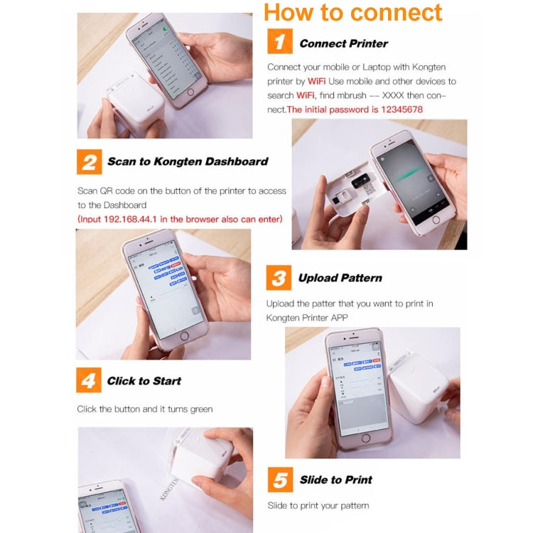 Impresora de mano Mbrush, impresora de inyección de tinta portátil a todo color con contenido personalizado, con cartuchos de tinta, Mbrush