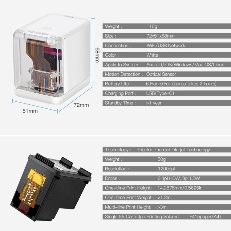 Impresora de mano Mbrush, impresora de inyección de tinta portátil a todo color con contenido personalizado, con cartuchos de tinta, Mbrush