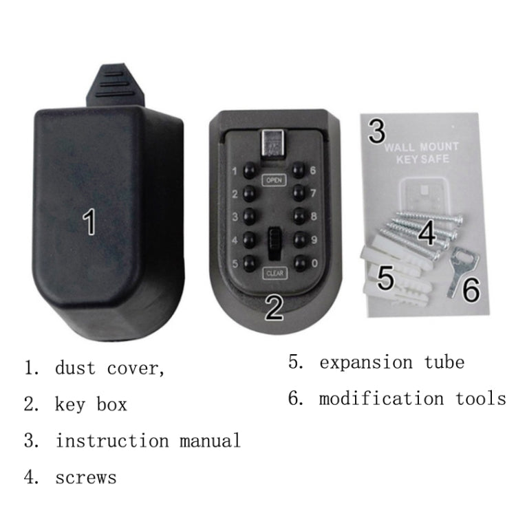 Caja de llaves con cerradura combinada KS-004, caja combinada con forma de escudo montada en la pared con botón de aleación