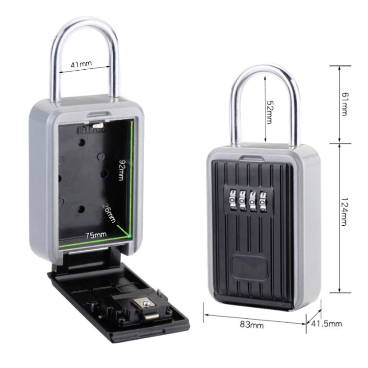 Caja de claves con contraseña Caja de metal montada en la pared Caja de contraseñas Caja de almacenamiento antirrobo para llaves al aire libre, Regular, Waterproof Cover